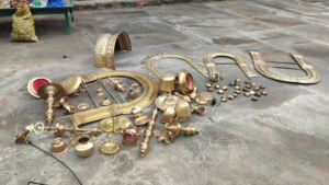 Bronze and Pooja Materials Shining after the cleaning