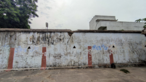 Compound Wall of the temple after removing weed plants